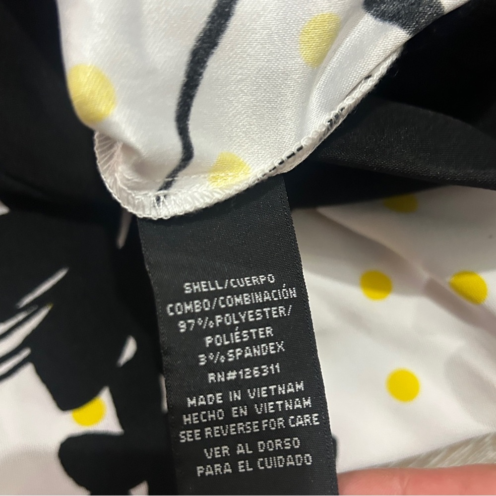 Ronni Nicole Black and White Floral Mini Dress with Yellow Dot Accents (Bin 11) - Picture 10 of 11